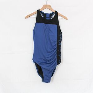 Calvin Klein Women’s Athletic One Piece Swim Suit Medium Blue and Black